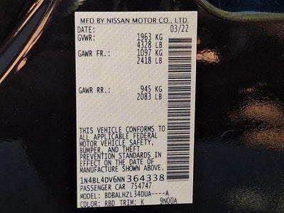 2022 Nissan Altima 2.5 SV