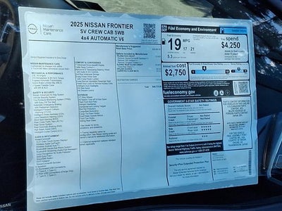 2025 Nissan Frontier Crew Cab SV 4x4