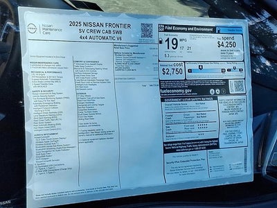 2025 Nissan Frontier Crew Cab SV 4x4