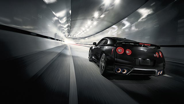 2023 Nissan GT-R seen from behind driving through a tunnel | LOUGHEAD NISSAN in Swarthmore PA